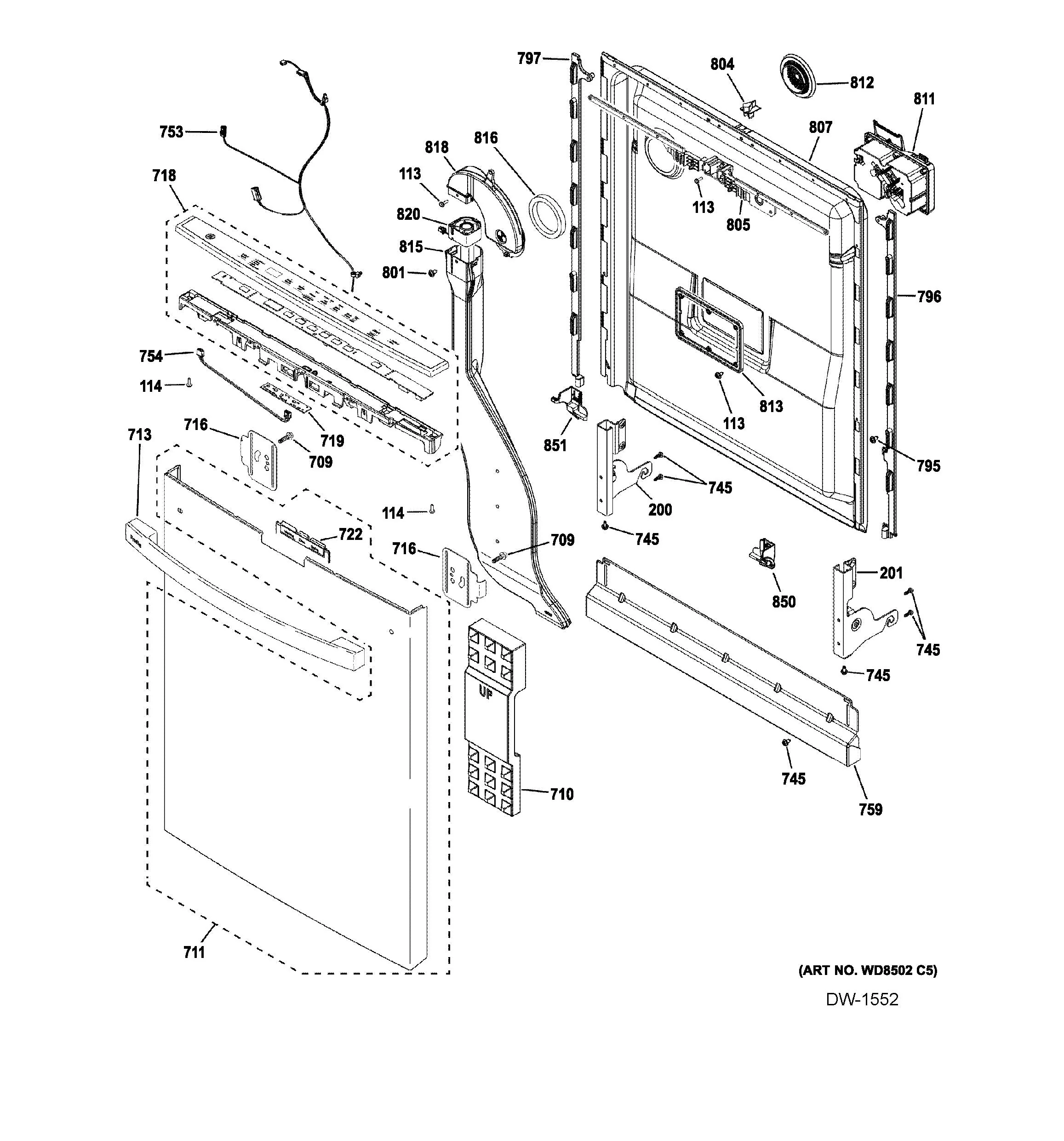 WG04A05117 Dishwasher Configured User Interface Control with Cover - Image 2