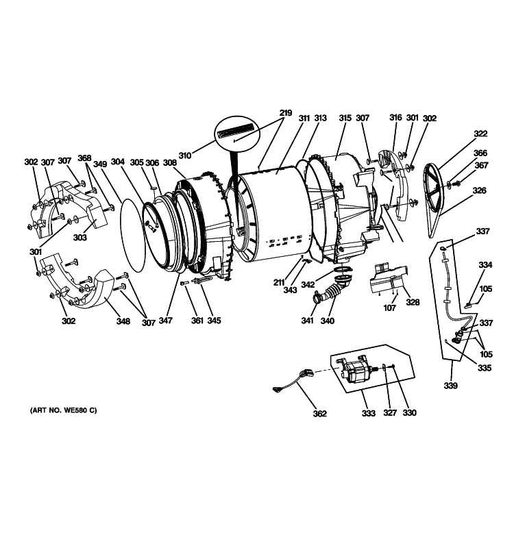 WG04F09606 Rear Tub Asm (replaces WH45X22914)