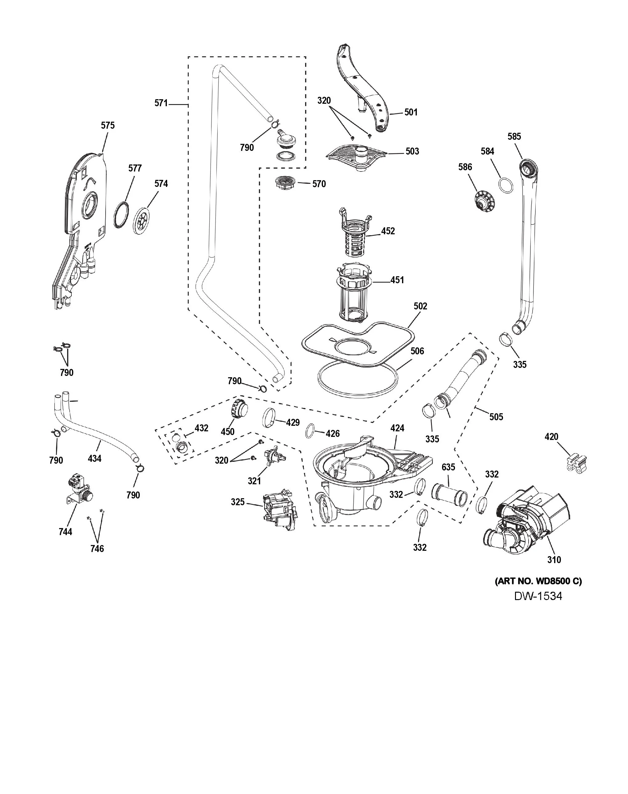 WG04F11365 Dishwasher Sump Assembly