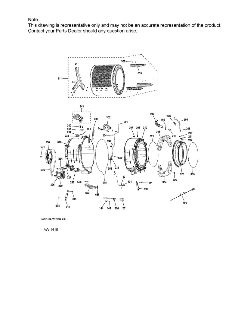 WG04F11961 Washer Rear Tub ( replaces 0020812291A, 20812291) - Image 6