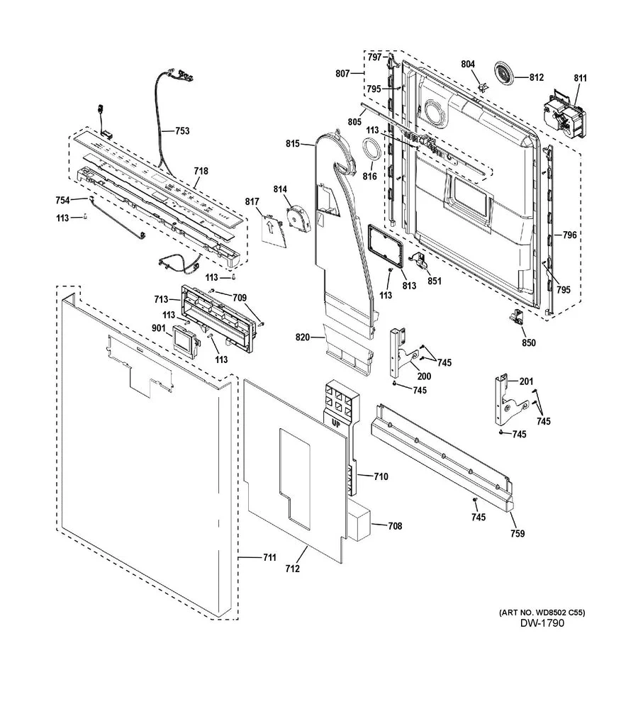 WG04F12637 Dishwasher Certified Refurbished Configured UI Control Panel with Cover - Image 5