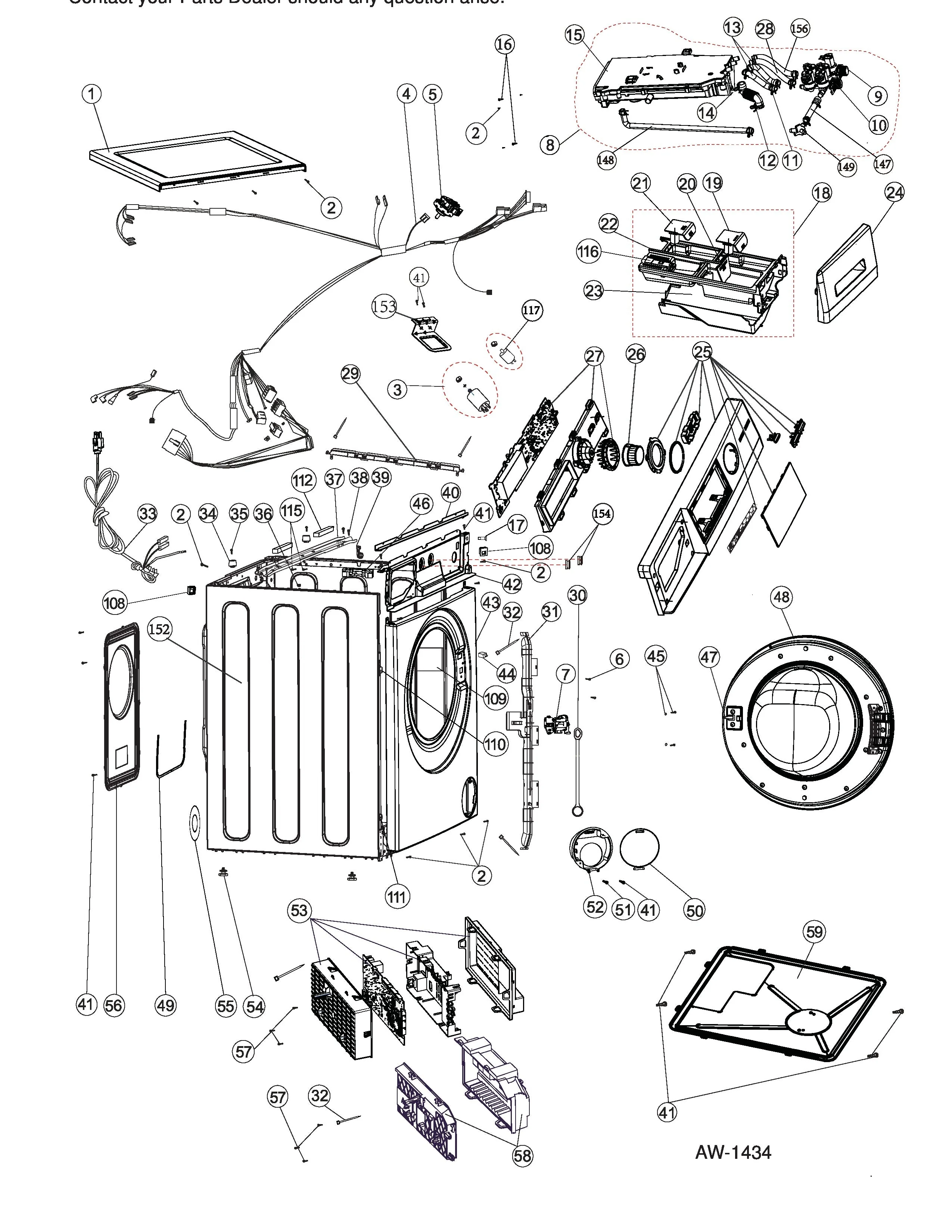 WG04L06461 Washer Door Asm (replaces WH46X28348) - Image 3