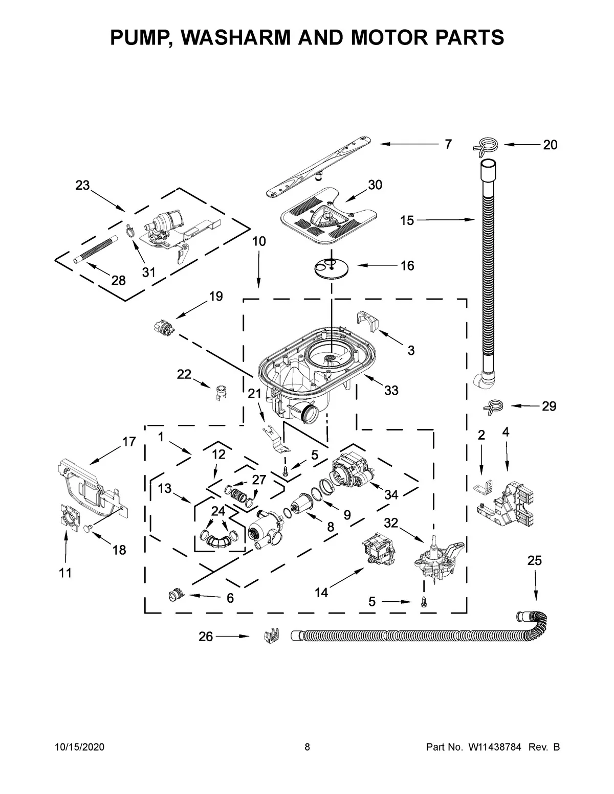 Whirlpool Dishwasher Circulation Pump & Motor Assembly W11414076 (Replaces W11335004, W11227420) - Image 5