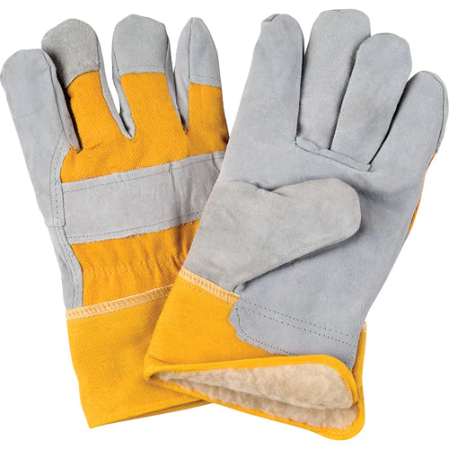 Winter-Lined Fitters Gloves, Large, Split Cowhide Palm, Boa Inner Lining - Image 2