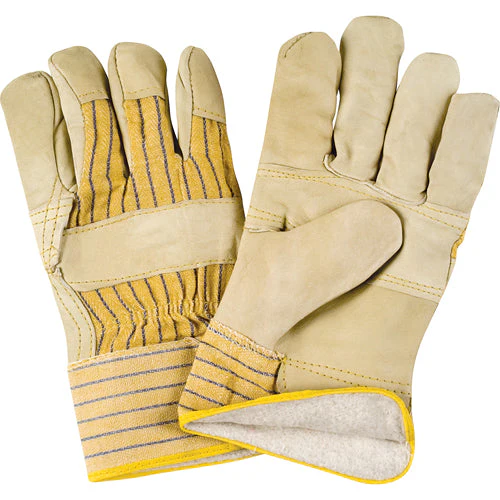 Winter-Lined Patch-Palm Fitters Gloves, Large, Grain Cowhide Palm, Cotton Fleece Inner Lining - Image 2