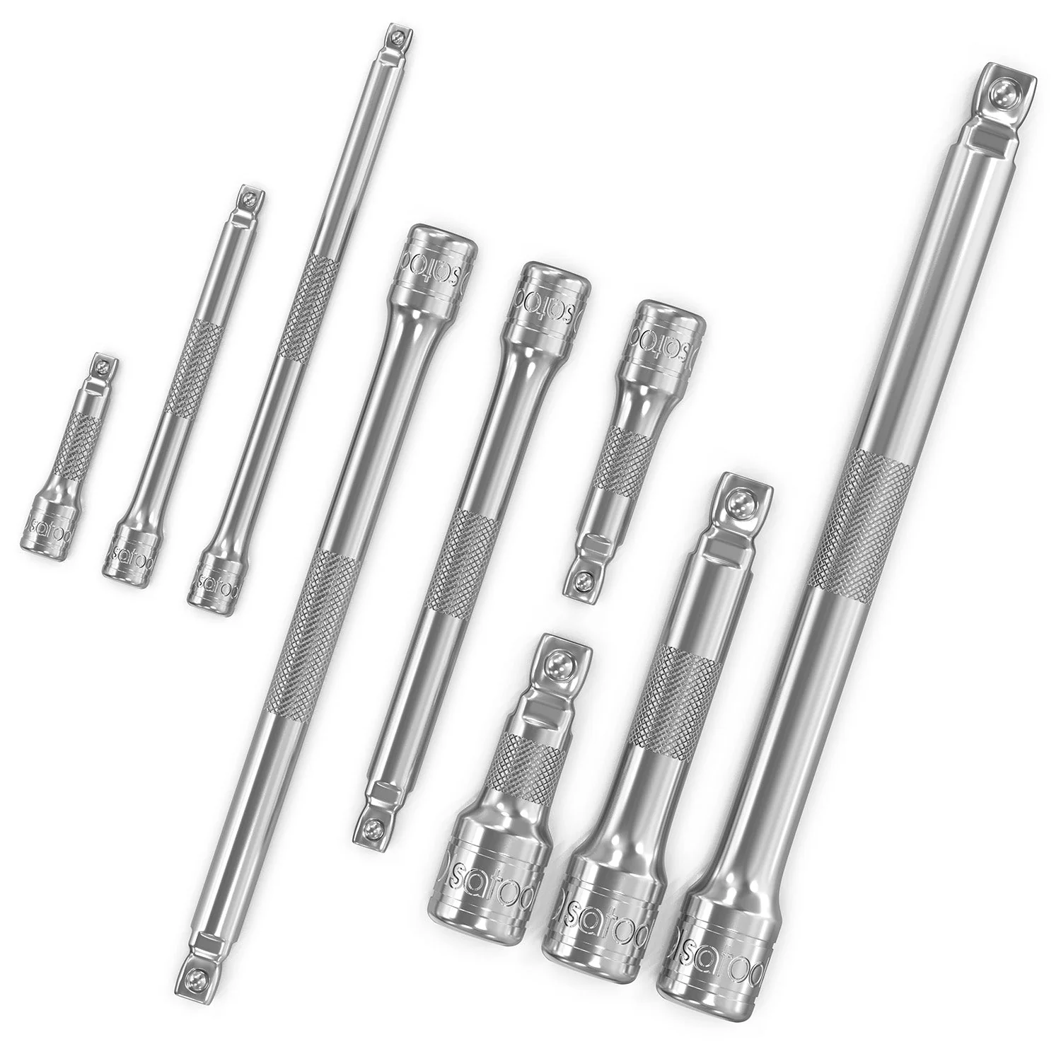 Wobble Socket Extension Set (9pc) | 1/2, 3/8, 1/4" Drive Ratchet Extension Bars - Image 2
