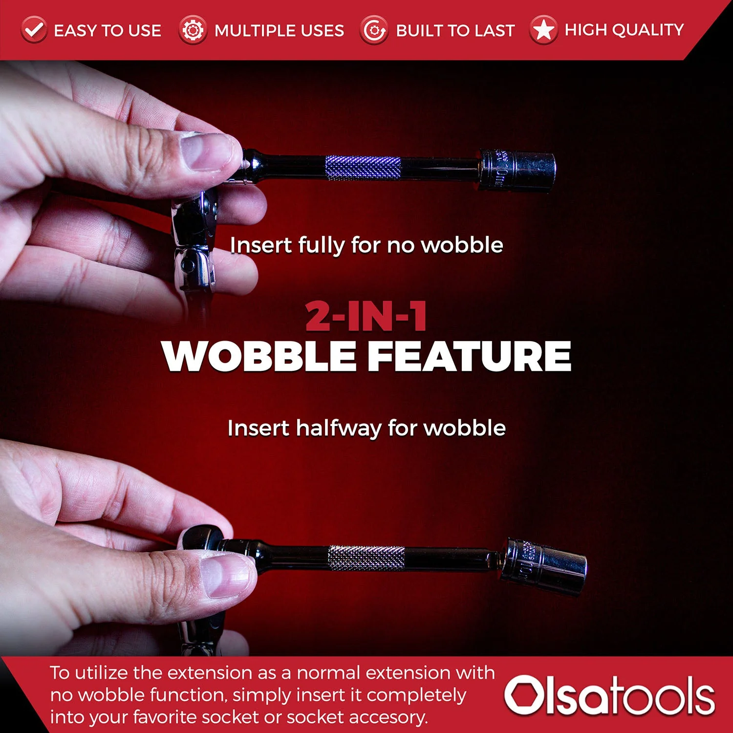 Wobble Socket Extension Set (9pc) | 1/2, 3/8, 1/4" Drive Ratchet Extension Bars - Image 5