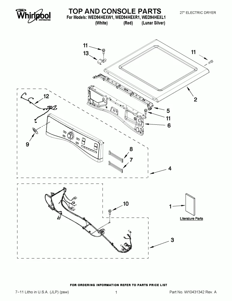 WPW10208383 Dryer Top Panel, White - Image 2