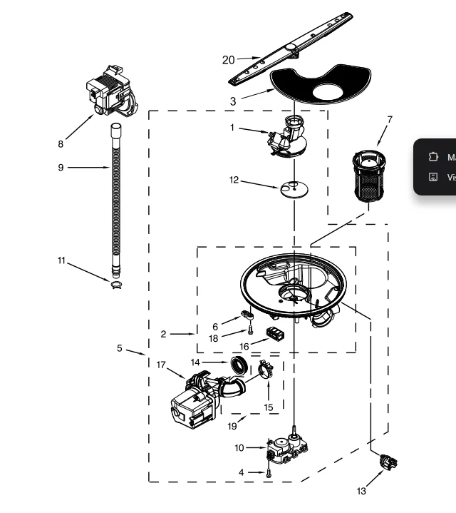 WPW10348269 Dishwasher Drain Pump (Drain Pump Assembly, Drain Motor, Pump-Drain) - Image 5