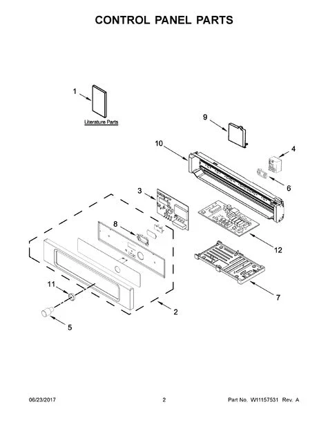 WPW10623991 Oven Dial Selector Switch Control