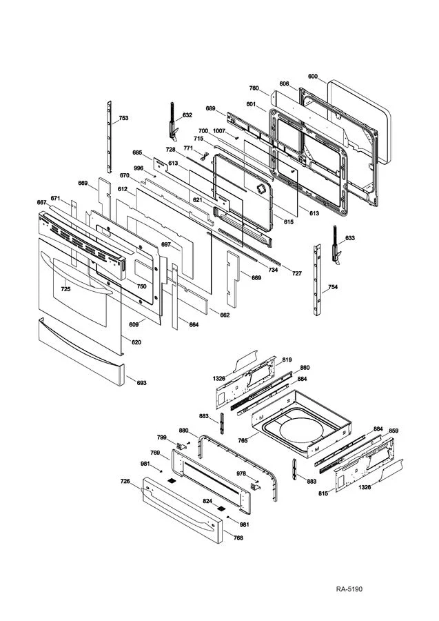 WS01L00202 Range Door Hinge