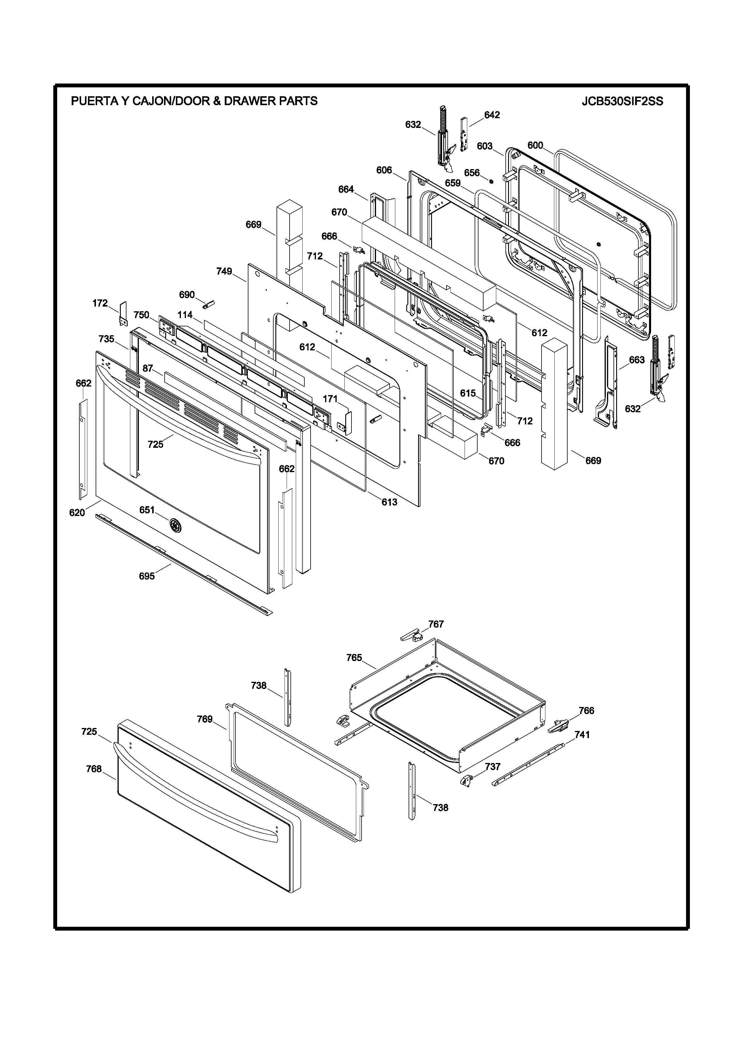 WS01L13565 Range Oven Door Assembly - Image 5