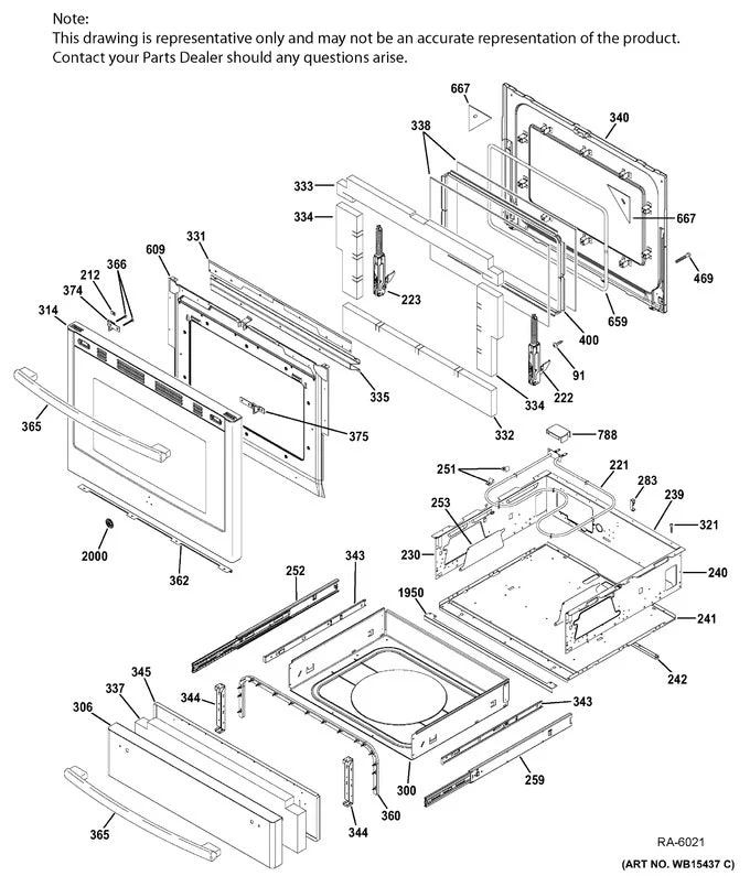 WS01L13871 Oven Range Glass Door Assy