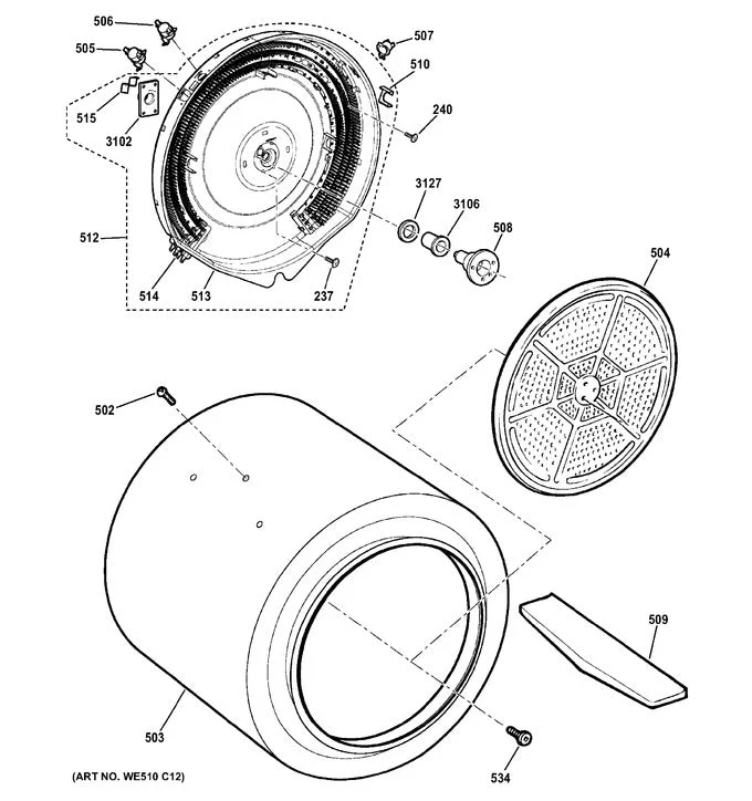 WW02F00007 Dryer Heater & Housing (Replaces WE11X20397, WE11M30, WE11M42) - Image 2