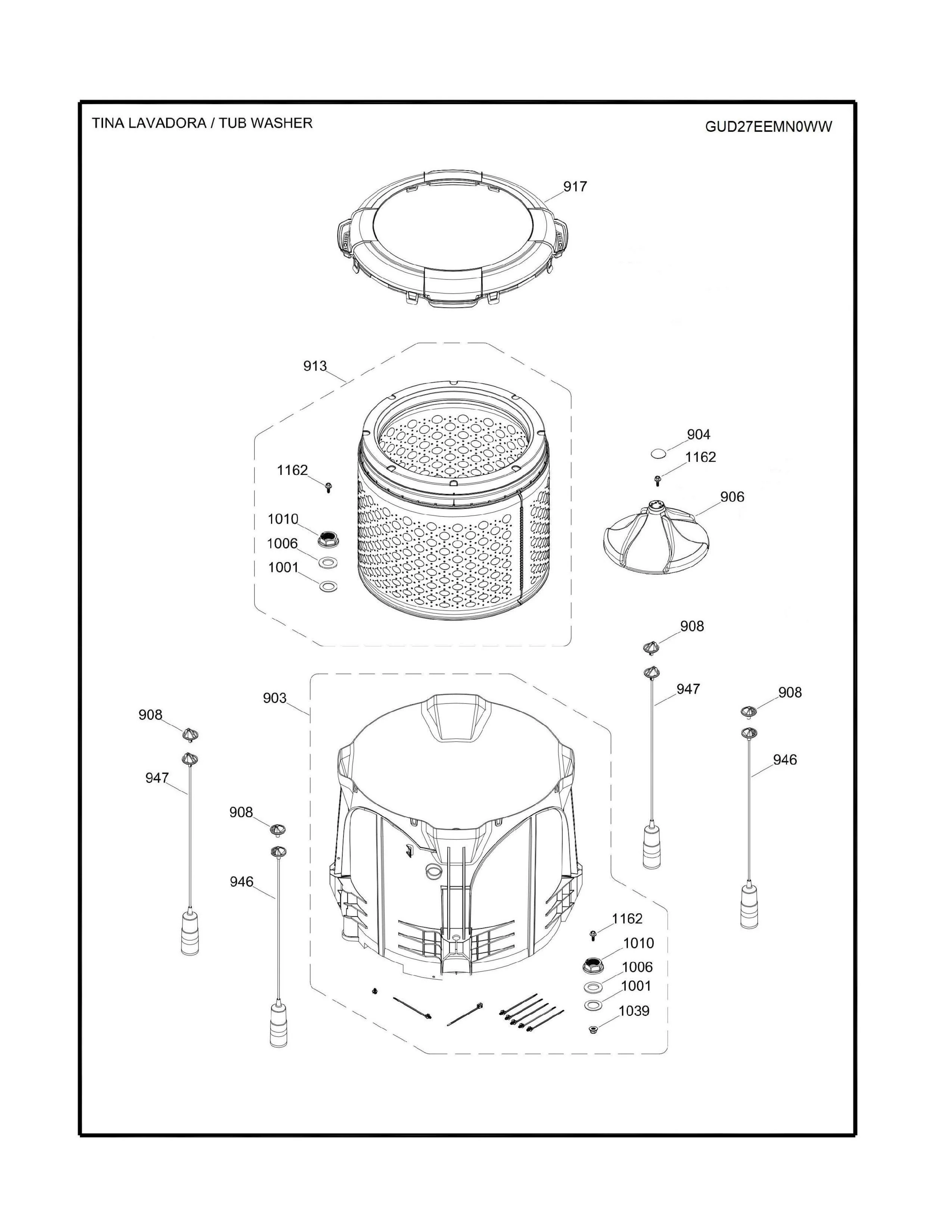 WW03A00273 Top Load Washer Tub Kit (Outer Tub Assembly, Tub and Bearing Kit, Drum Tub Assembly) Wash Plate Sold Separately - Image 3