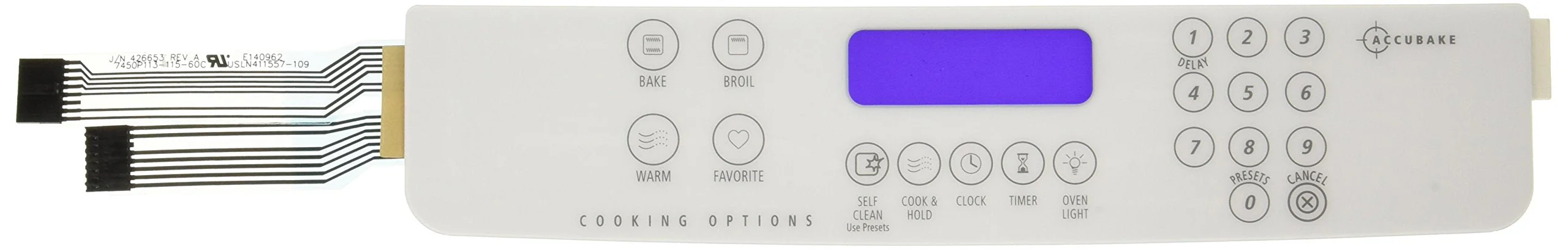 XPW10207930 Range Oven Membrane Switch White, replaces WPW10207930